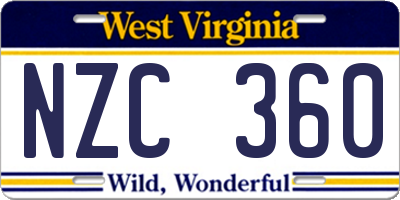 WV license plate NZC360