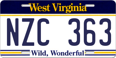 WV license plate NZC363