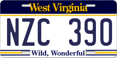 WV license plate NZC390