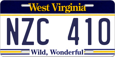 WV license plate NZC410