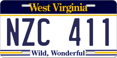 WV license plate NZC411