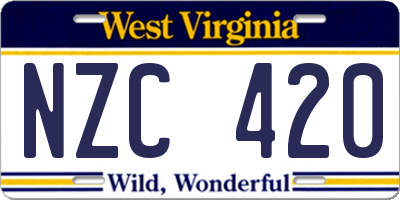 WV license plate NZC420