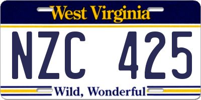 WV license plate NZC425