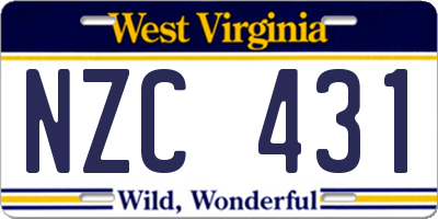 WV license plate NZC431