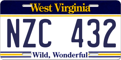 WV license plate NZC432