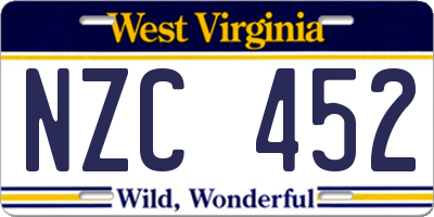 WV license plate NZC452