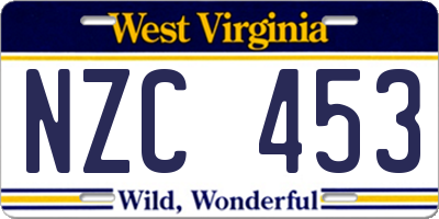 WV license plate NZC453