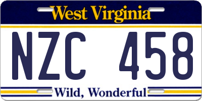 WV license plate NZC458