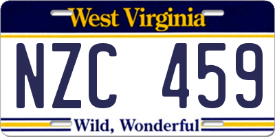 WV license plate NZC459