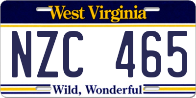 WV license plate NZC465