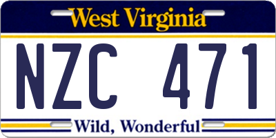 WV license plate NZC471
