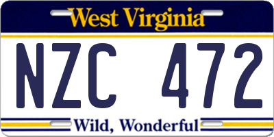 WV license plate NZC472