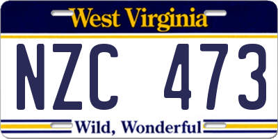 WV license plate NZC473