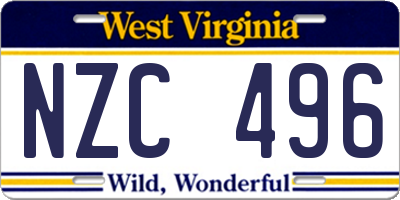 WV license plate NZC496