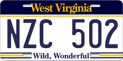 WV license plate NZC502
