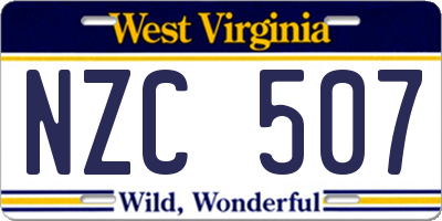 WV license plate NZC507