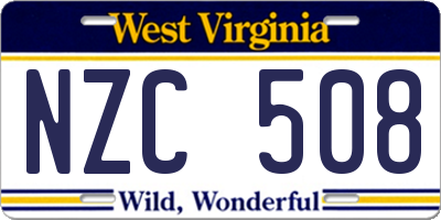 WV license plate NZC508