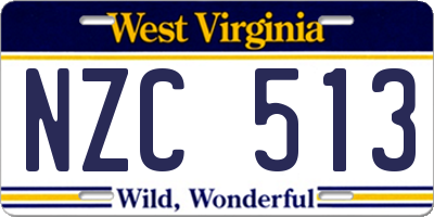 WV license plate NZC513