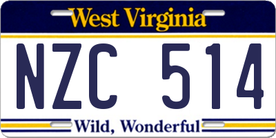 WV license plate NZC514