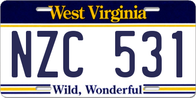 WV license plate NZC531