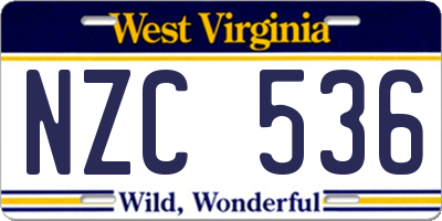 WV license plate NZC536