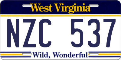 WV license plate NZC537