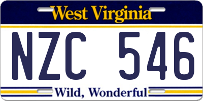 WV license plate NZC546