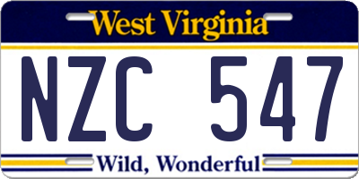 WV license plate NZC547