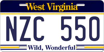 WV license plate NZC550
