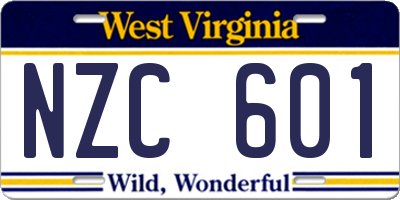 WV license plate NZC601