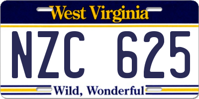 WV license plate NZC625