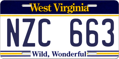 WV license plate NZC663