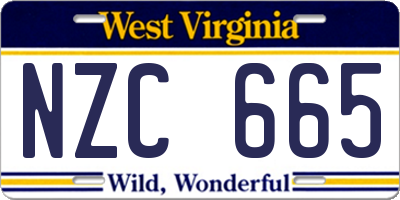WV license plate NZC665