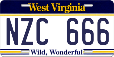 WV license plate NZC666