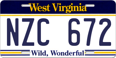 WV license plate NZC672
