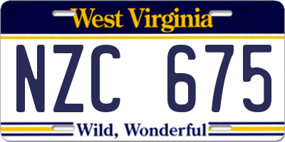 WV license plate NZC675