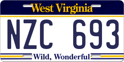 WV license plate NZC693