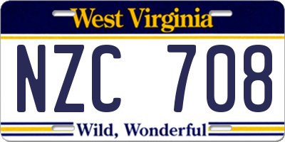WV license plate NZC708