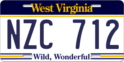 WV license plate NZC712