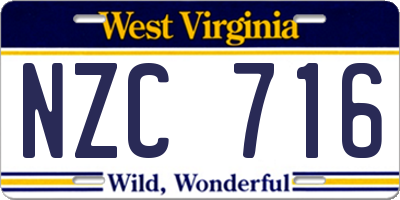 WV license plate NZC716