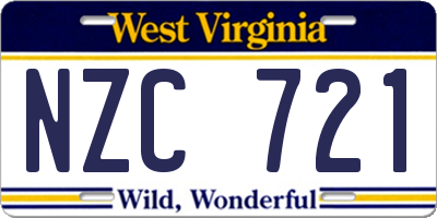 WV license plate NZC721
