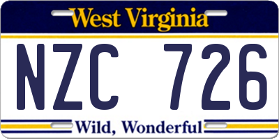 WV license plate NZC726