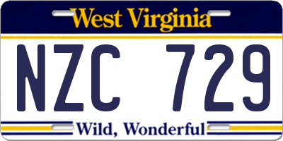WV license plate NZC729