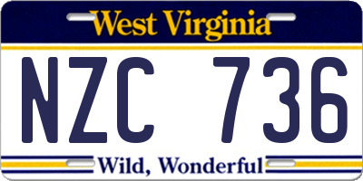 WV license plate NZC736