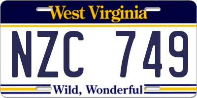 WV license plate NZC749