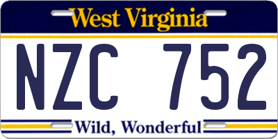 WV license plate NZC752