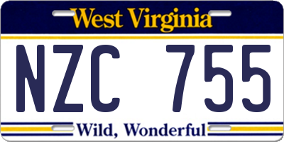 WV license plate NZC755