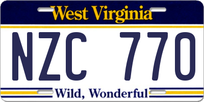 WV license plate NZC770
