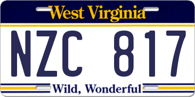 WV license plate NZC817
