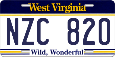 WV license plate NZC820